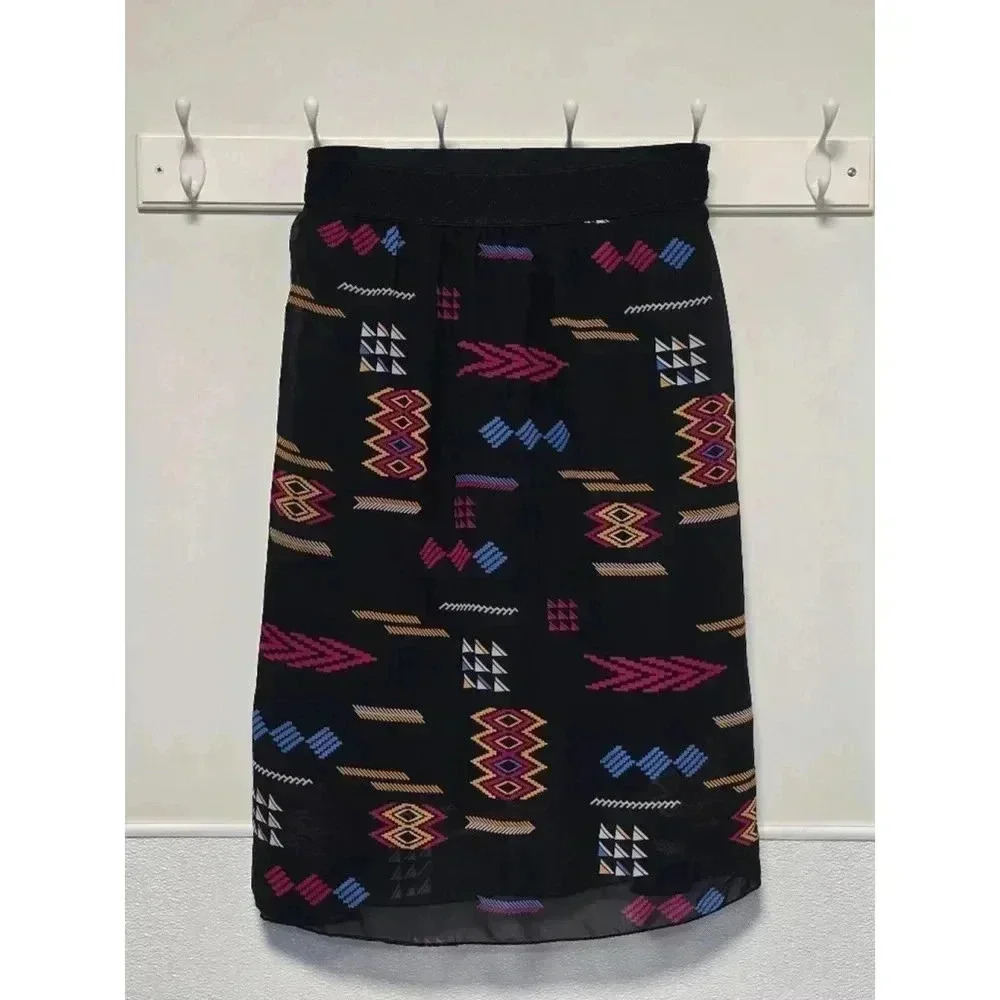Women's Lularoe Skirt, Size S, Black Multi colored patterns